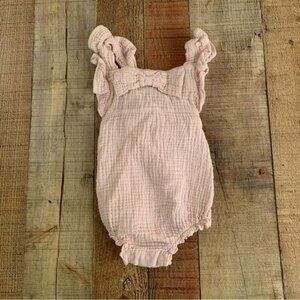 Emily and Oliver girls Muslin bodysuit in light blush pink -12M